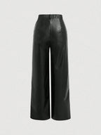 MOD Vintage Faux Leather Pants shein
