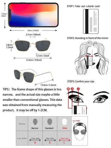 1pc Geometric Metal Modern Simple Style Women UV Protection Sunglasses