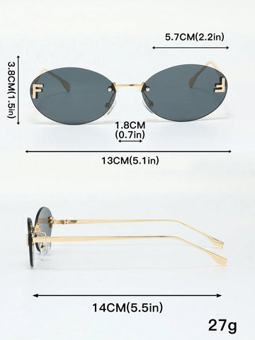 1pc Women's Frameless Sunglasses With Metallic Decor Fashion Style shein