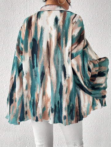LUNE Women's Random Floral Print Bell Sleeve Blouse
