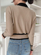 DAZY Colorblocked Cardigan With Open Front shein