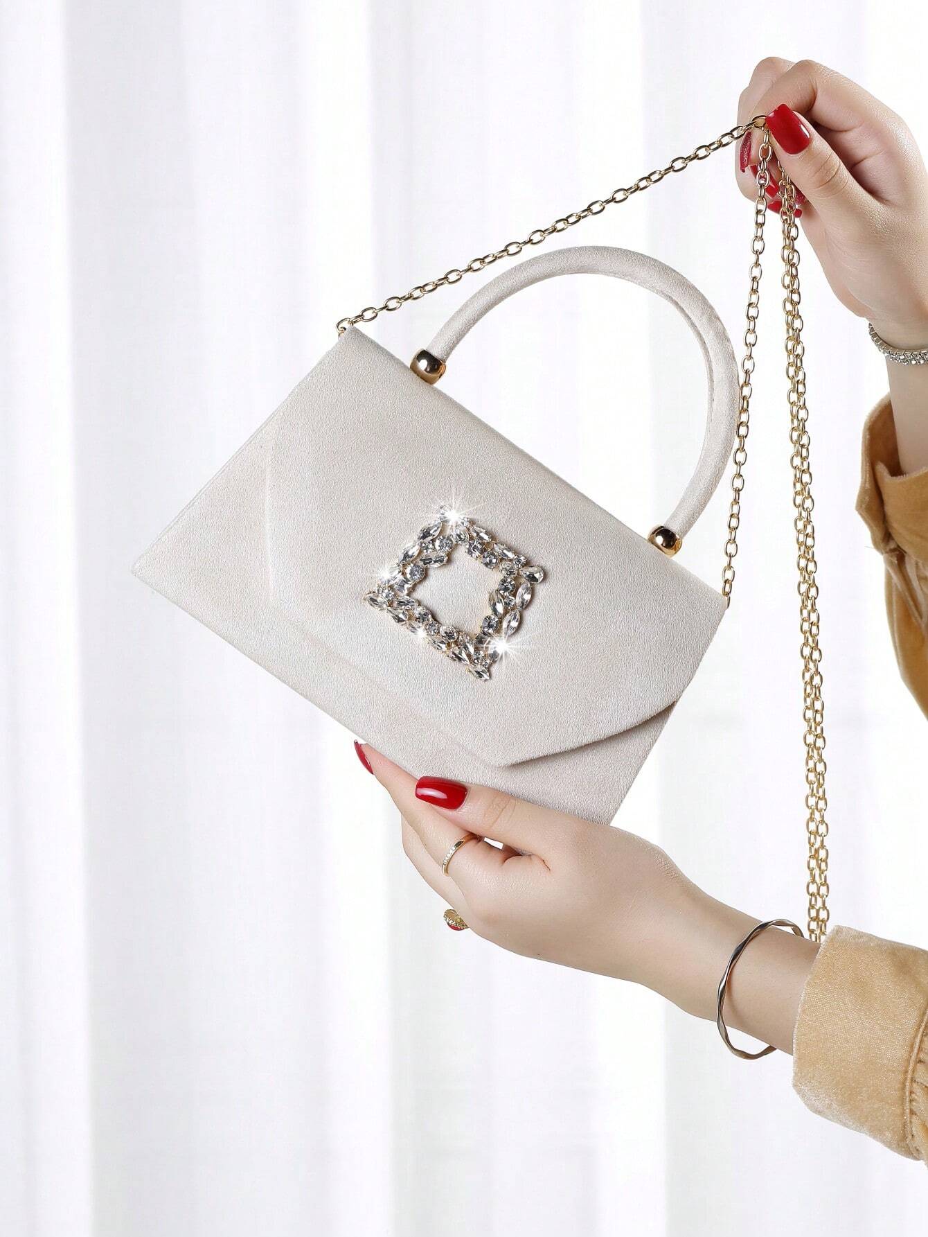 Glitter Bling,Shiny Glitter, Shiny, Luxury, Glamorous, Elegant, Exquisite 1pc Elegant & Fashionable Glitter Velvet Evening Bag shein