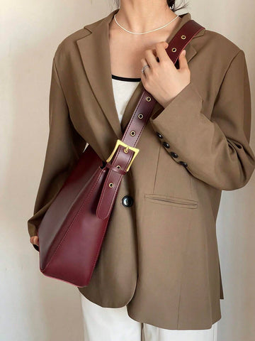 Minimalist Faux Leather Lightweight,Business Casual Minimalist Shoulder Bag