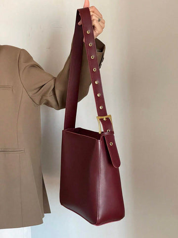 Minimalist Faux Leather Lightweight,Business Casual Minimalist Shoulder Bag