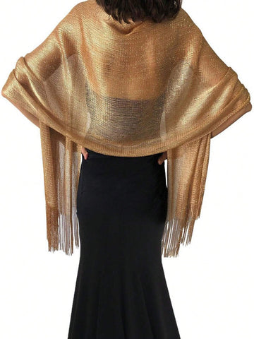 Boho 1pc Women's Golden Sparkly Shrug For Formal Occasions Like Prom shein