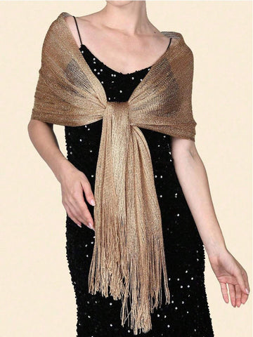 Boho 1pc Women's Golden Sparkly Shrug For Formal Occasions Like Prom shein