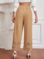Priv� Laser Cut Out Wide Leg Pants shein