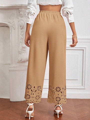 Priv� Laser Cut Out Wide Leg Pants