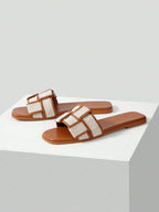 MOTF PREMIUM WOVEN DESIGN SQUARE TOE FLAT SANDALS shein