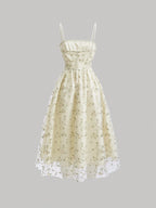 MOD Ladies' Floral Embroidery Splicing Mesh Cami Dress shein