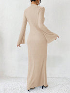 Rafferiza Solid Color Long Bell Sleeve Women's Dress shein