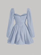 MOD Sweetheart Neck Lantern Sleeve Ruched Bust Dress shein