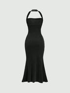 Sweetro Women's Halter Neck Mermaid Hem Dress shein