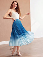 MOTF PREMIUM WOVEN WOMEN'S OMBRE PLEATED SKIRT shein
