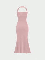 Sweetro Women's Halter Neck Mermaid Hem Dress shein