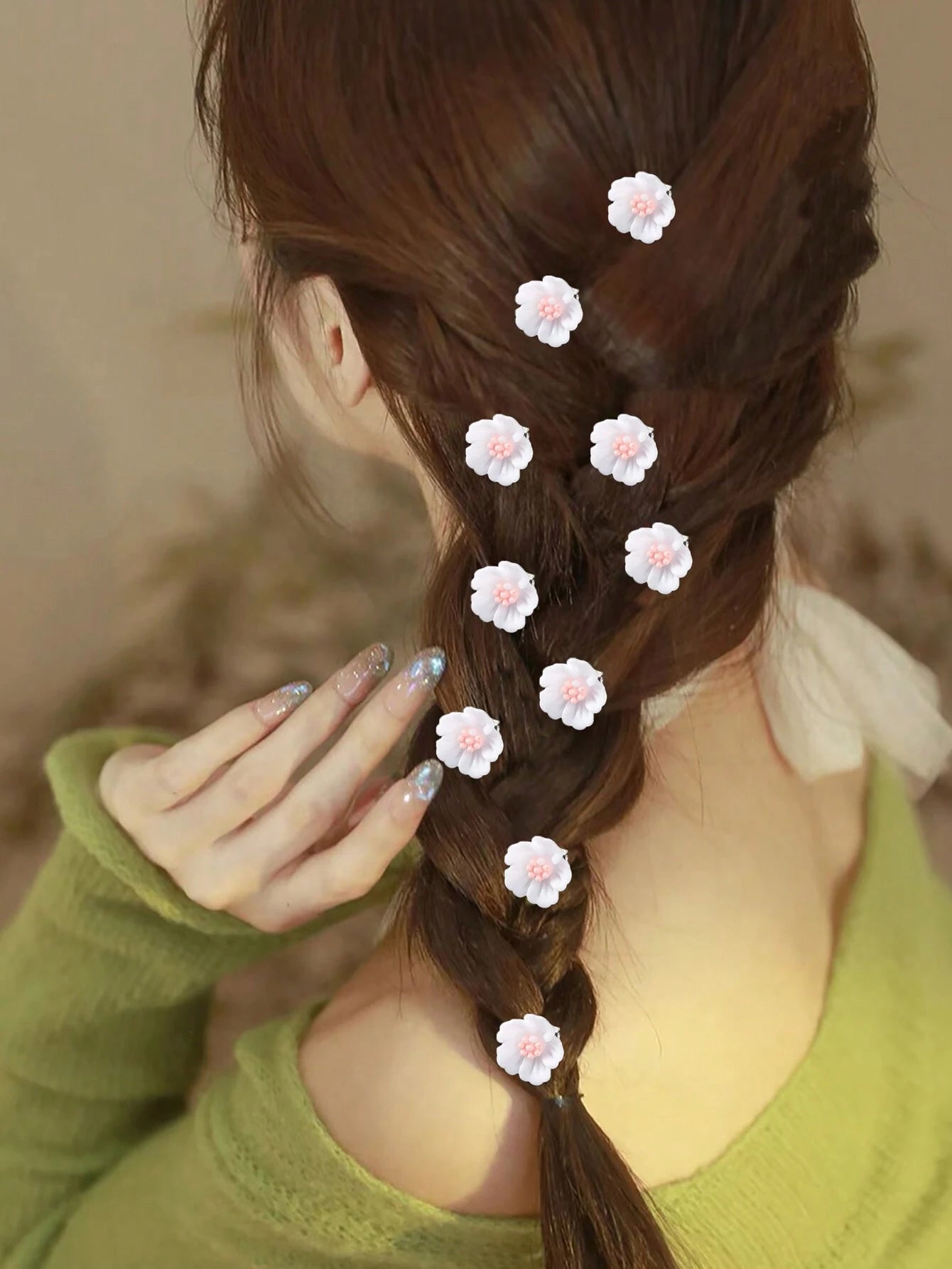 10pcs Flower Decor Hair Ring Elegant shein