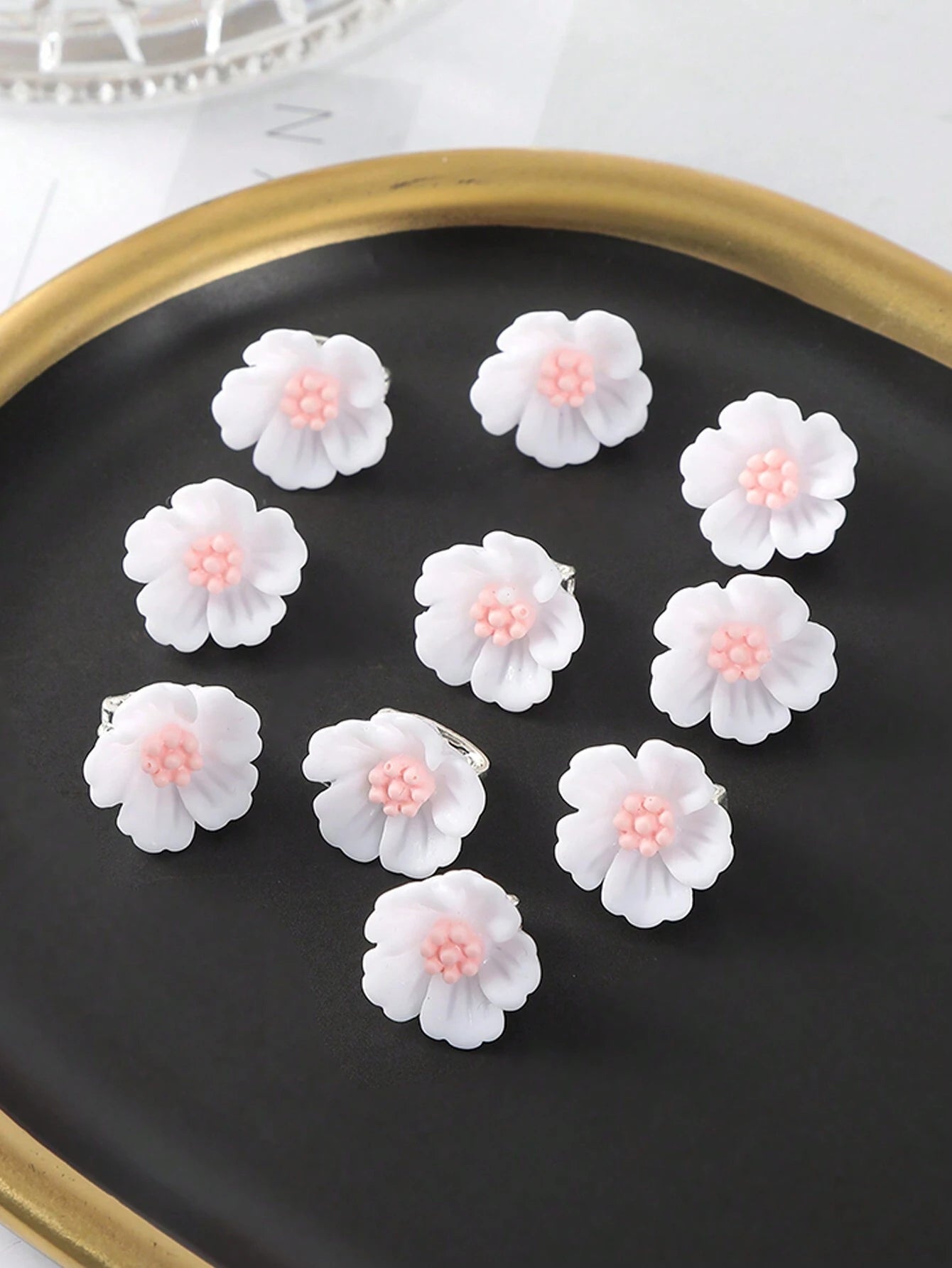 10pcs Flower Decor Hair Ring Elegant shein