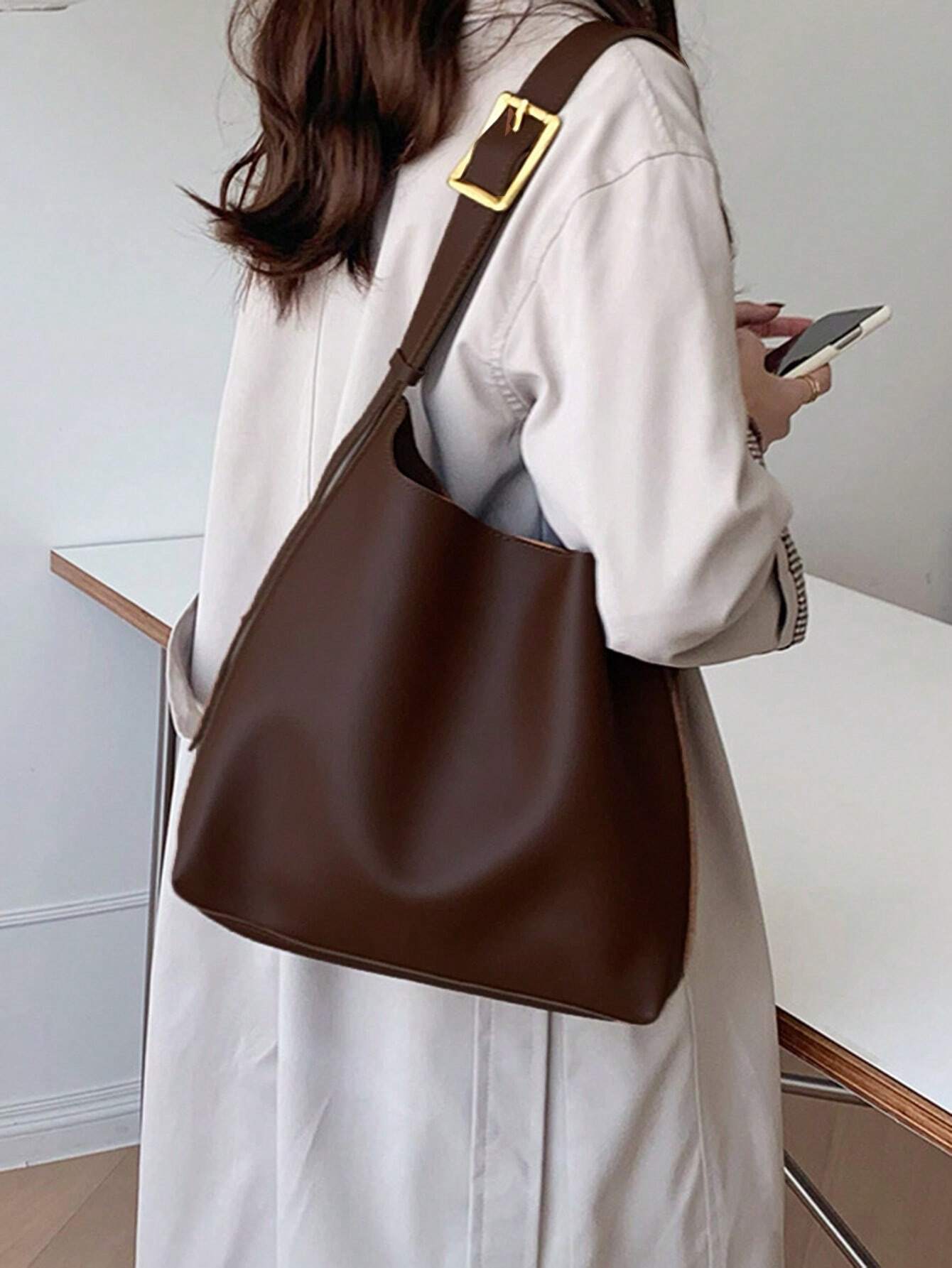 Slouchy Style Cylinder Bag Vintage Shoulder Crossbody Bag shein