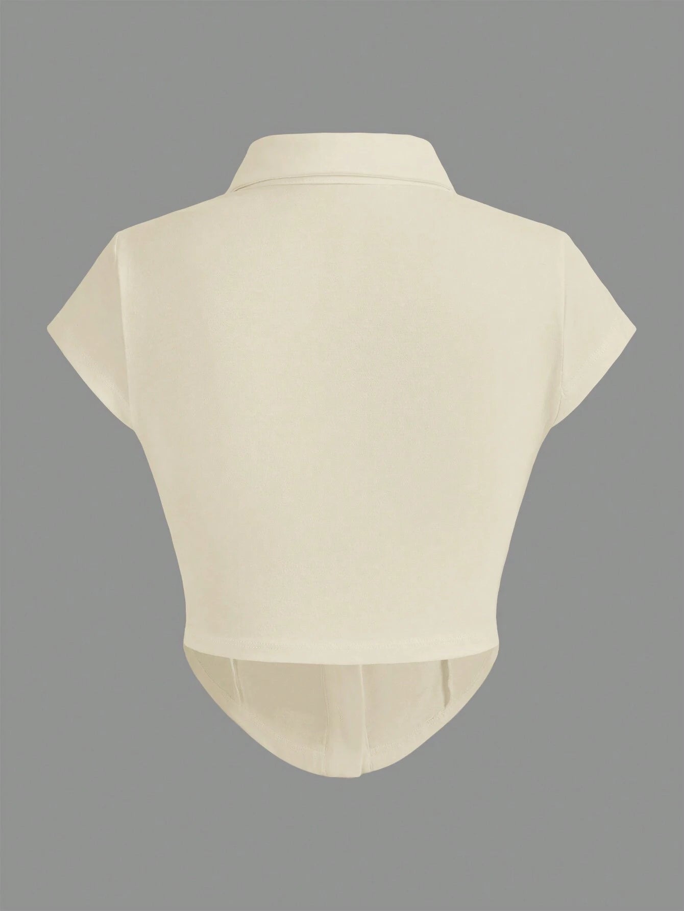 EZwear Knitted Collar & Open Front T-Shirt shein