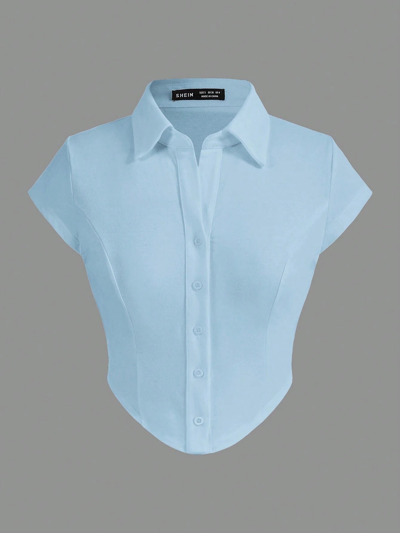 EZwear Knitted Collar & Open Front T-Shirt shein