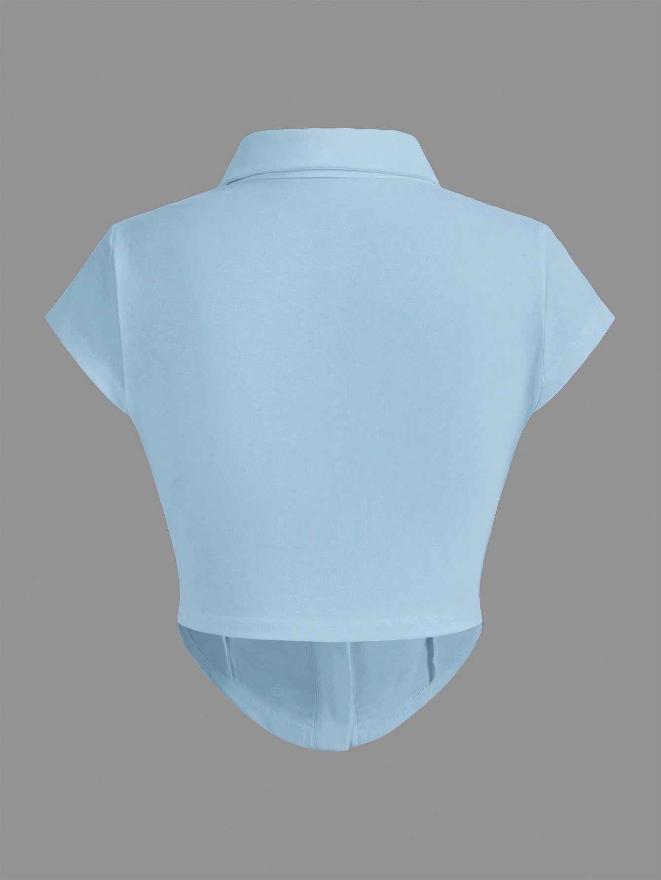 EZwear Knitted Collar & Open Front T-Shirt shein