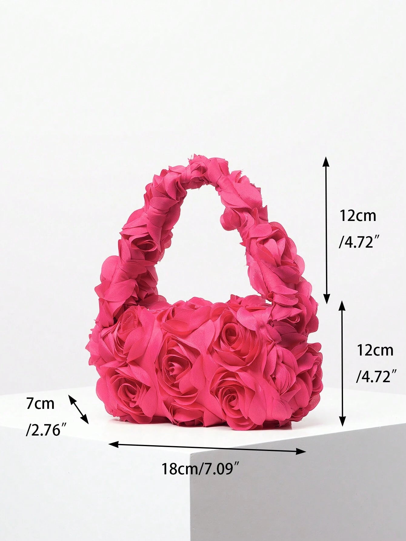 Elegant Rose Pattern Evening Bag, Handbag For Wedding Party, Gentle And Sweet Ladies Purse shein