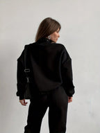 EZwear Slogan Print Drawstring Hem Sweatshirt And Sweatpants Two Piece Set shein