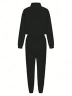 EZwear Dropped Shoulder Drawstring Hem Sweatshirt And Sports Pants Two Piece Outfit shein