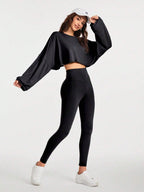 Women's Drop & Sweatshirt And Leggings Sports Set Outfit Set shein