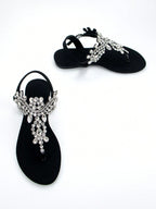 Women Rhinestone Decor Ankle Strap Thong Sandals shein