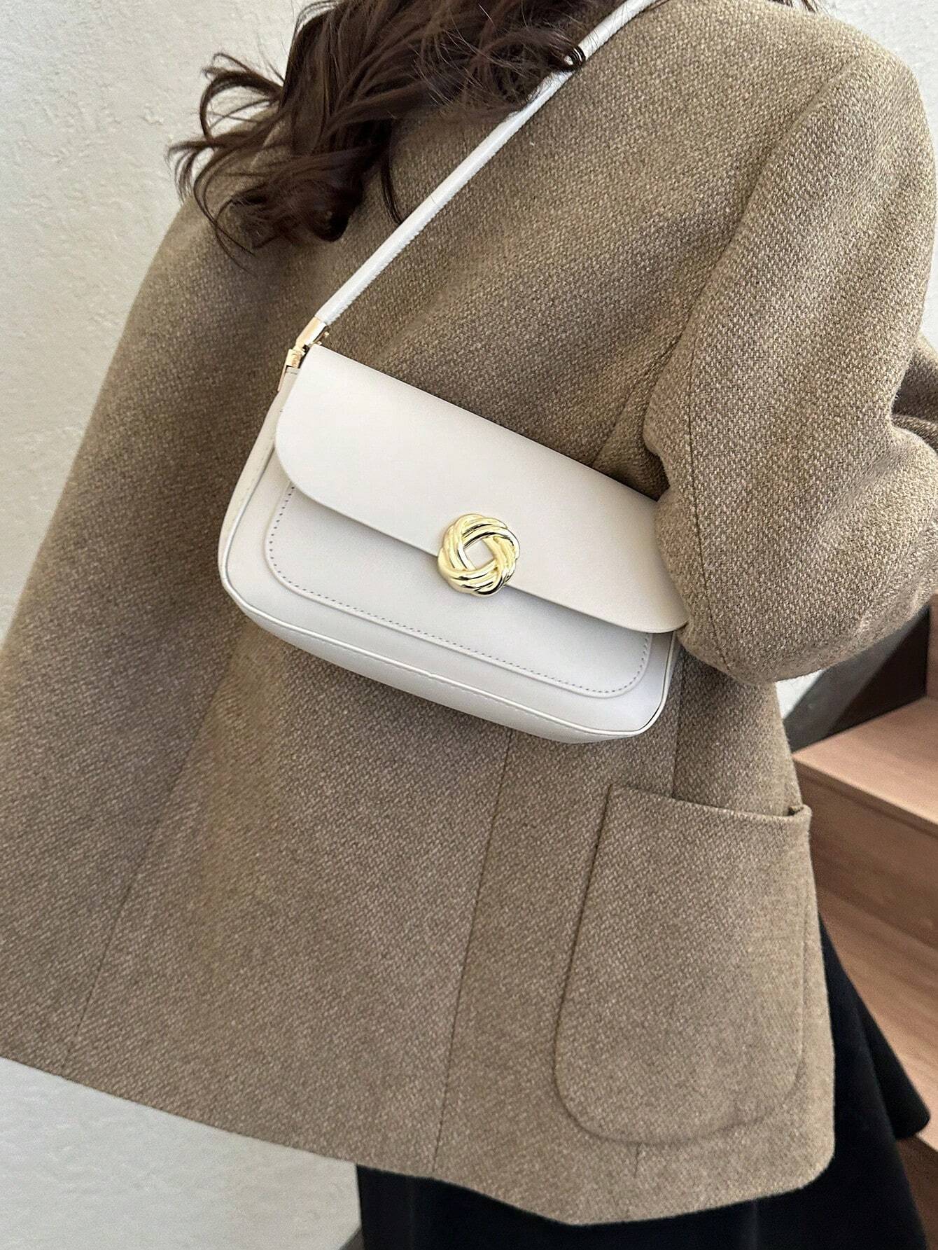 Metal Lock Flap Square Bag shein