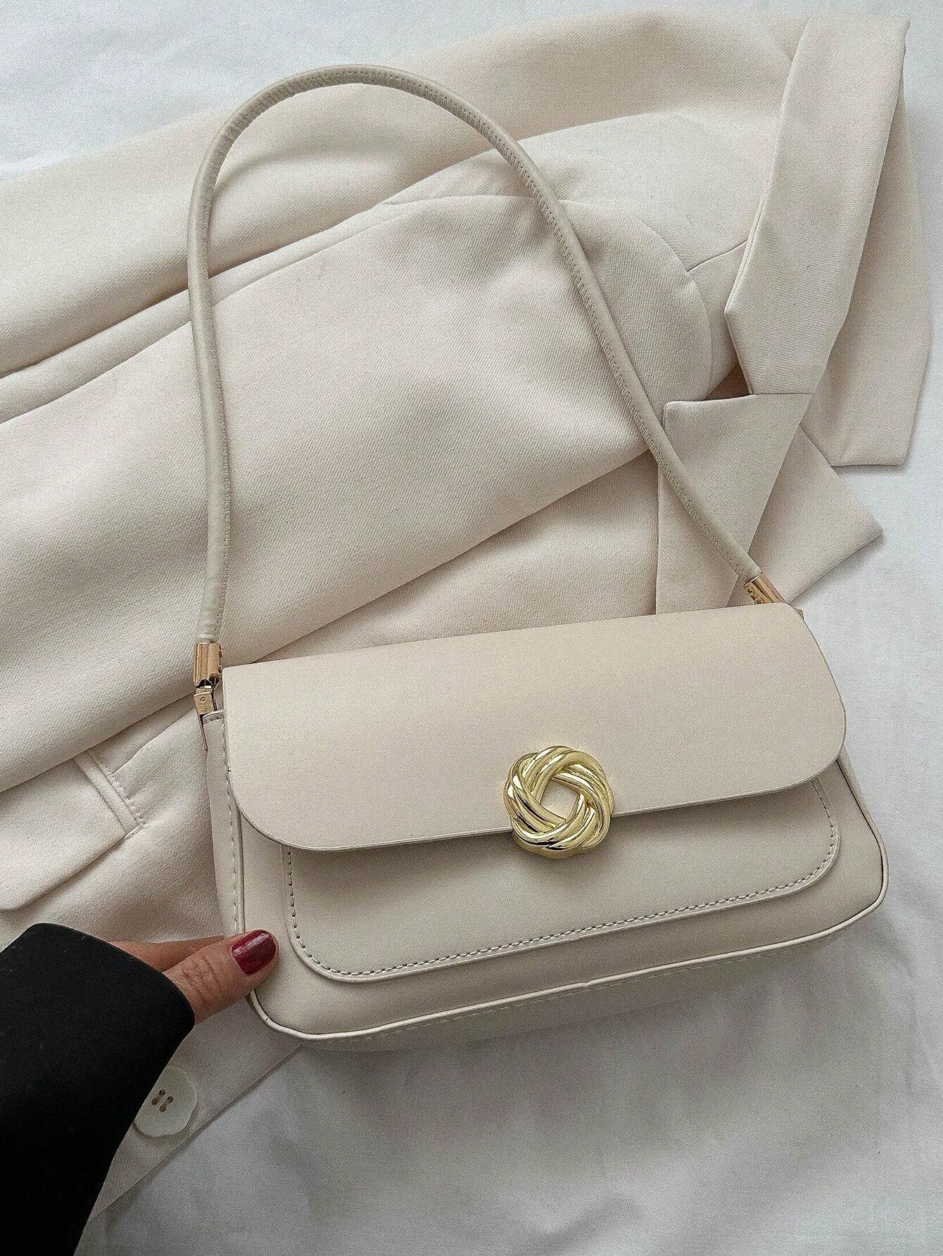 Metal Lock Flap Square Bag shein