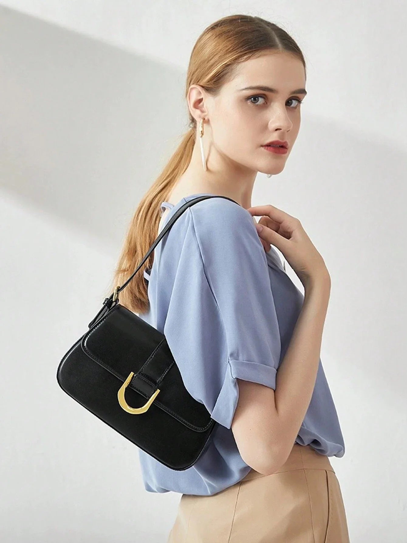 Fashion PU Leather Shoulder Bag shein