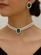 2pcs Jewelry Set - 1 Necklace And 1 Pair Of Earrings shein
