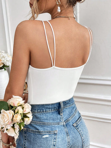 Women's Casual Versatile Solid Color Camisole With Chest Pad