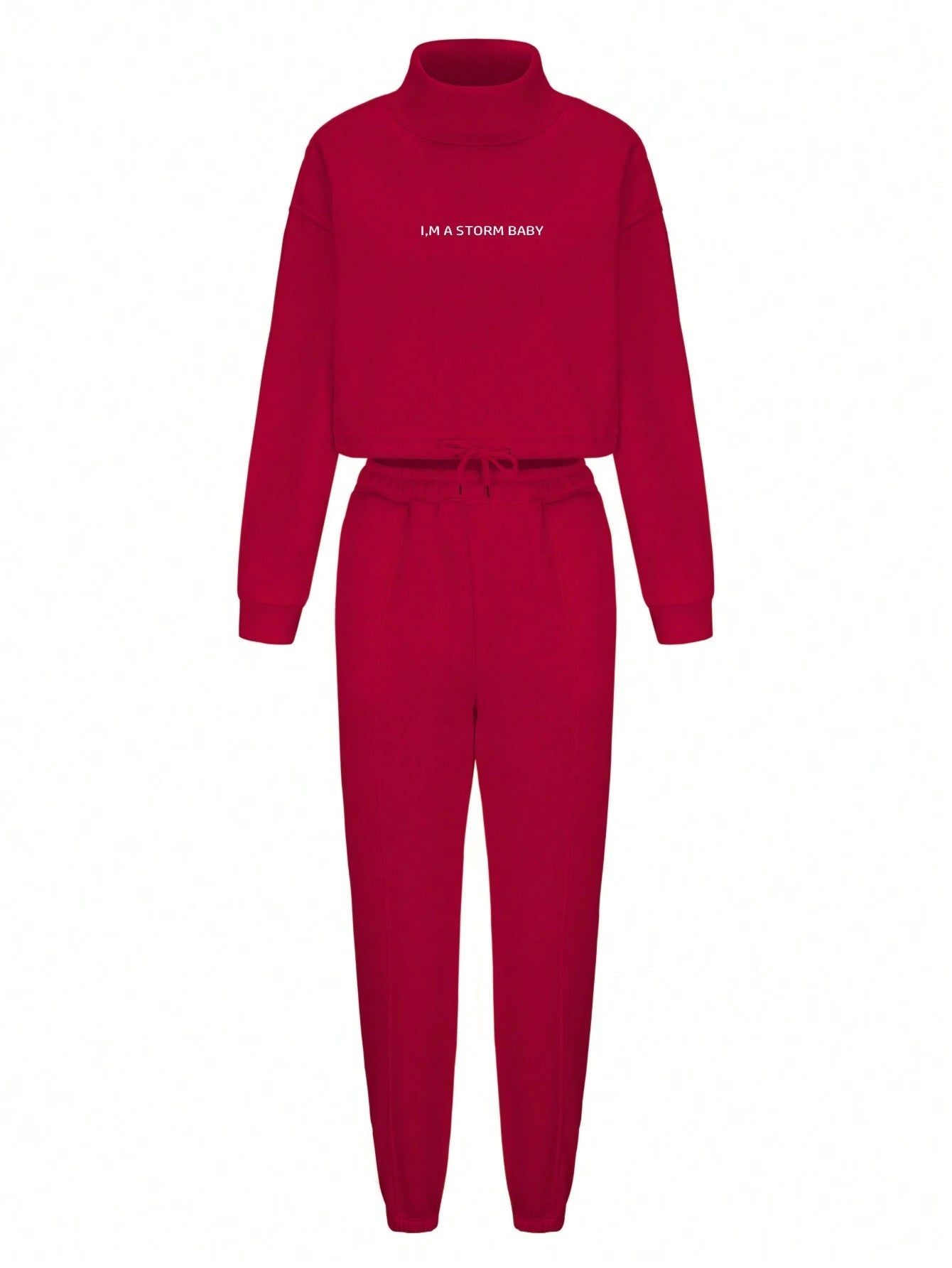 EZwear Slogan Print Drawstring Hem Sweatshirt And Sweatpants Two Piece Set shein
