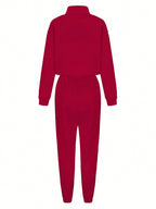 EZwear Dropped Shoulder Drawstring Hem Sweatshirt And Sports Pants Two Piece Outfit shein