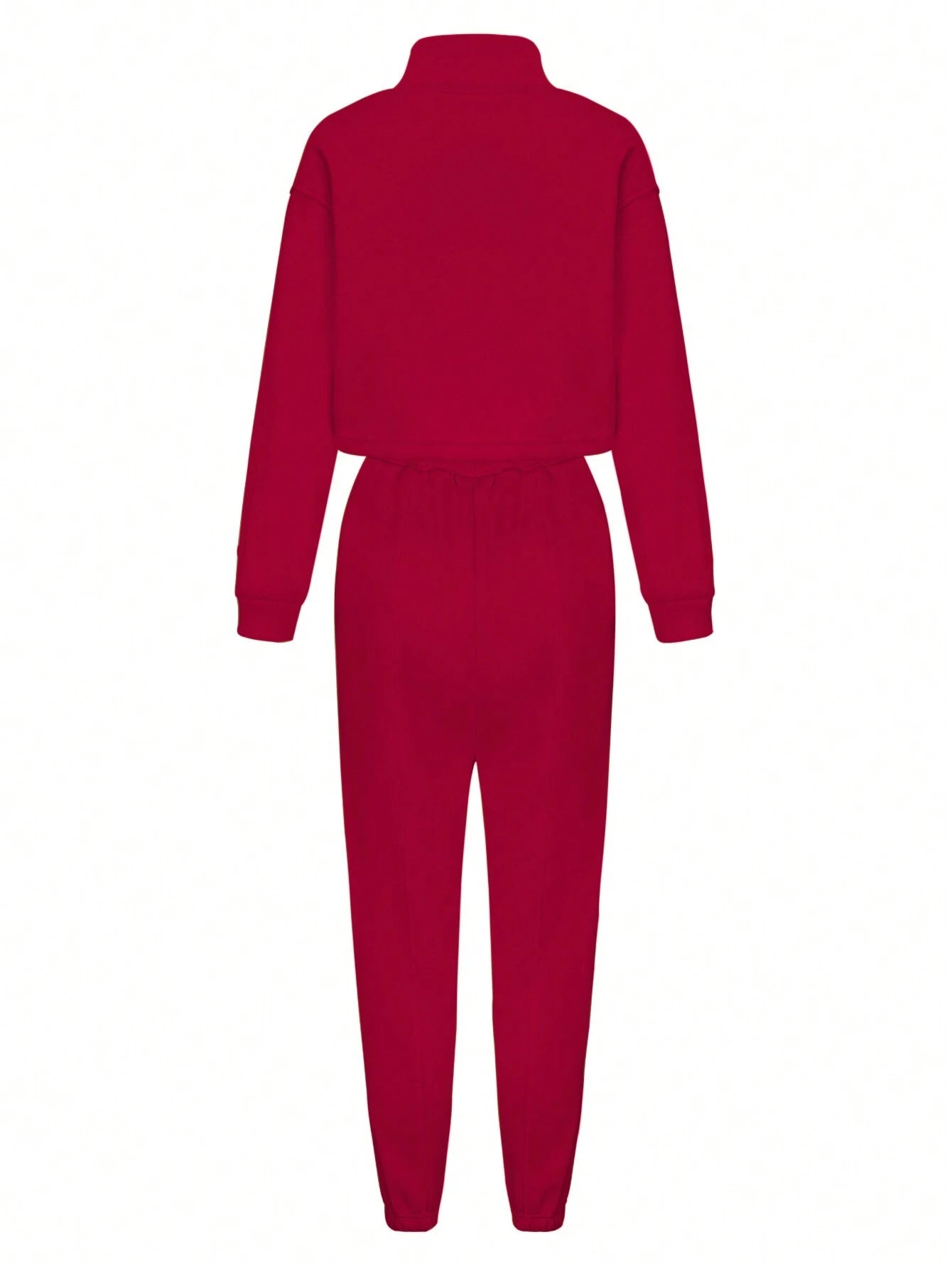 EZwear Dropped Shoulder Drawstring Hem Sweatshirt And Sports Pants Two Piece Outfit shein