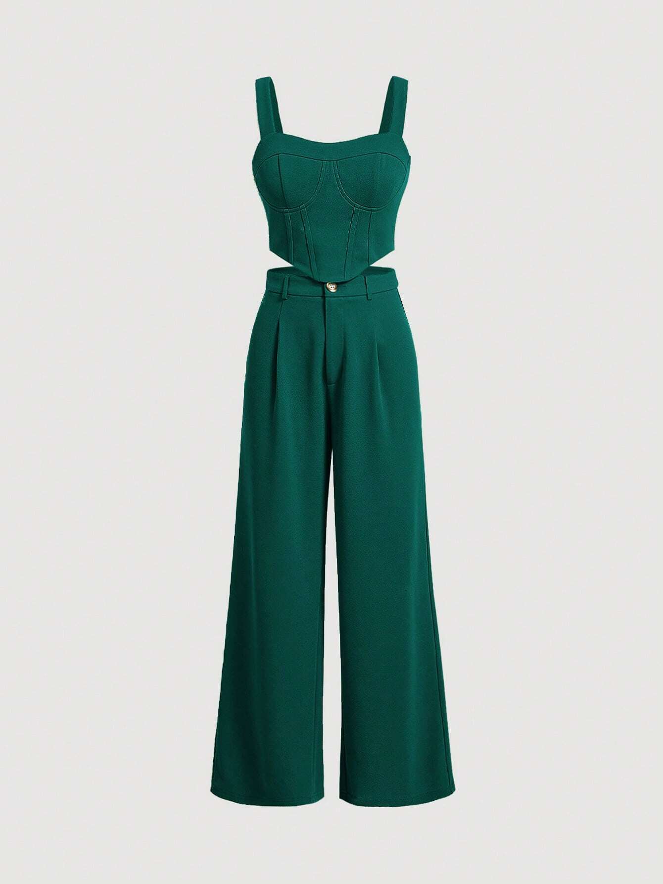 MOD Solid Cami Top & Wide Leg Pants Without Blouse shein
