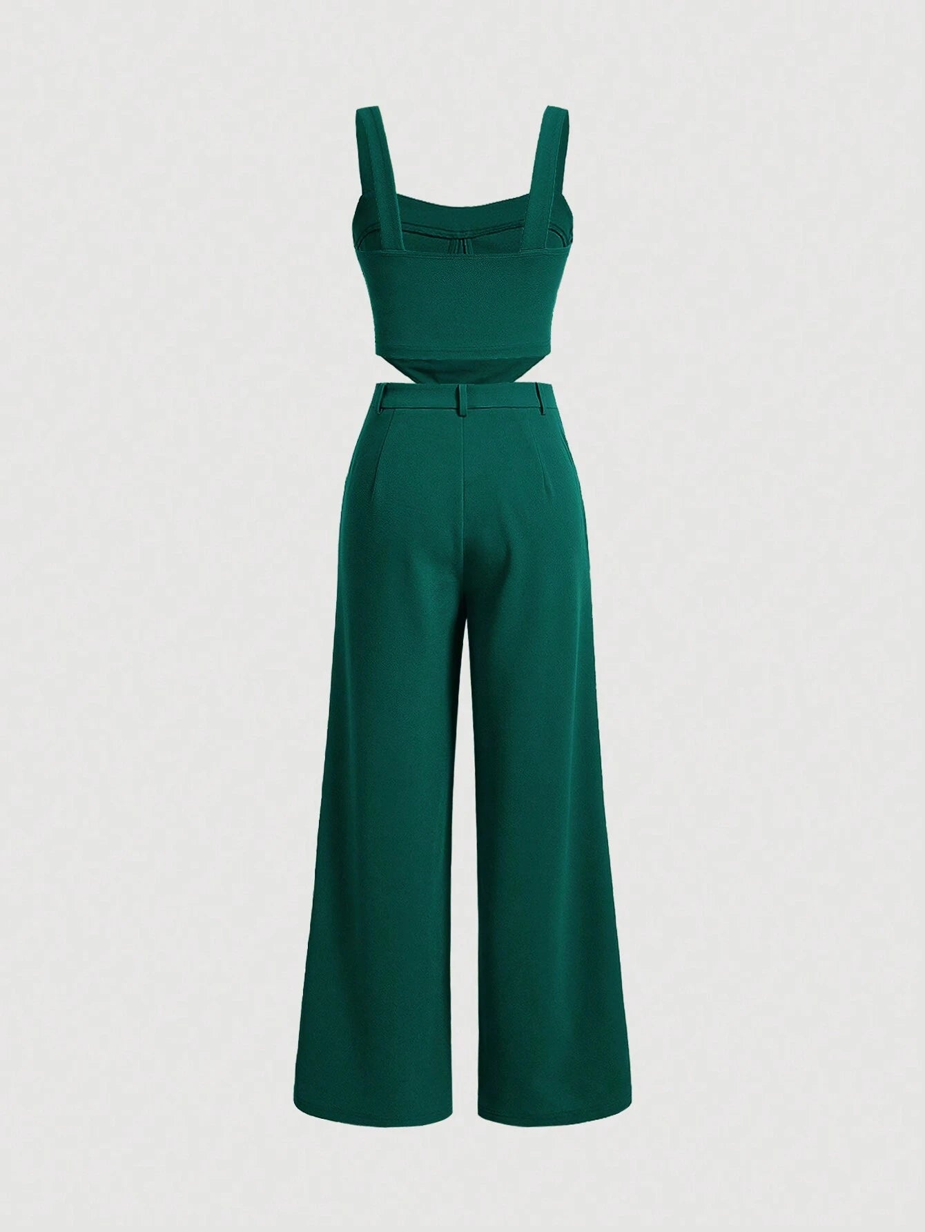 MOD Solid Cami Top & Wide Leg Pants Without Blouse shein