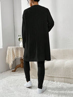 Essnce Women'S Ribbed Cardigan With Long Sleeves, Camisole, Drawstring Waist Pants Set shein