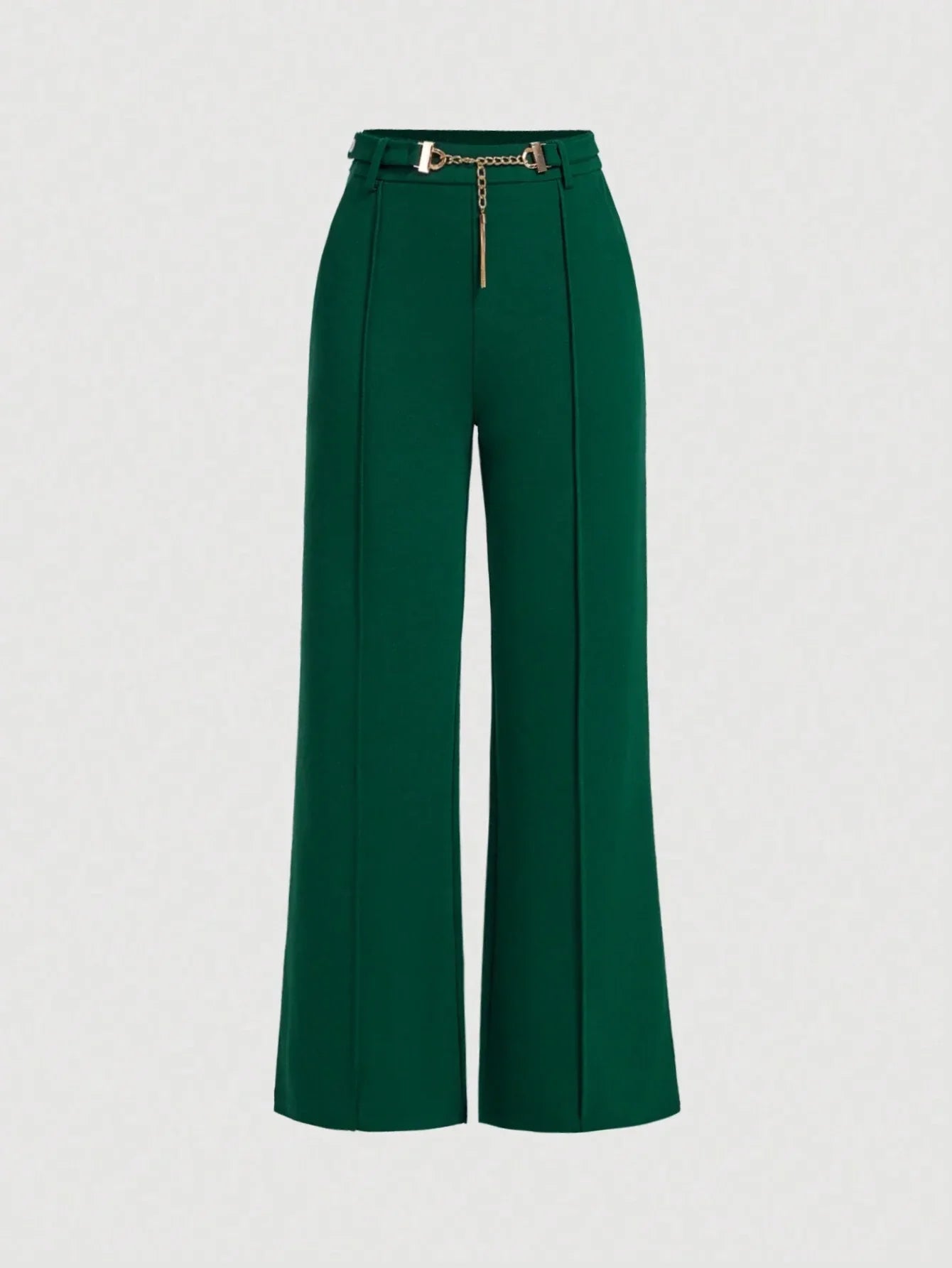 MOD Solid Belted Wide Leg Suit Pants shein