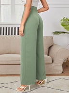 PETITE High Waist Plicated Wide Leg Black Dress Pants Shein