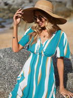 VCAY Women'S Colorblock Printed Summer Dress Shein