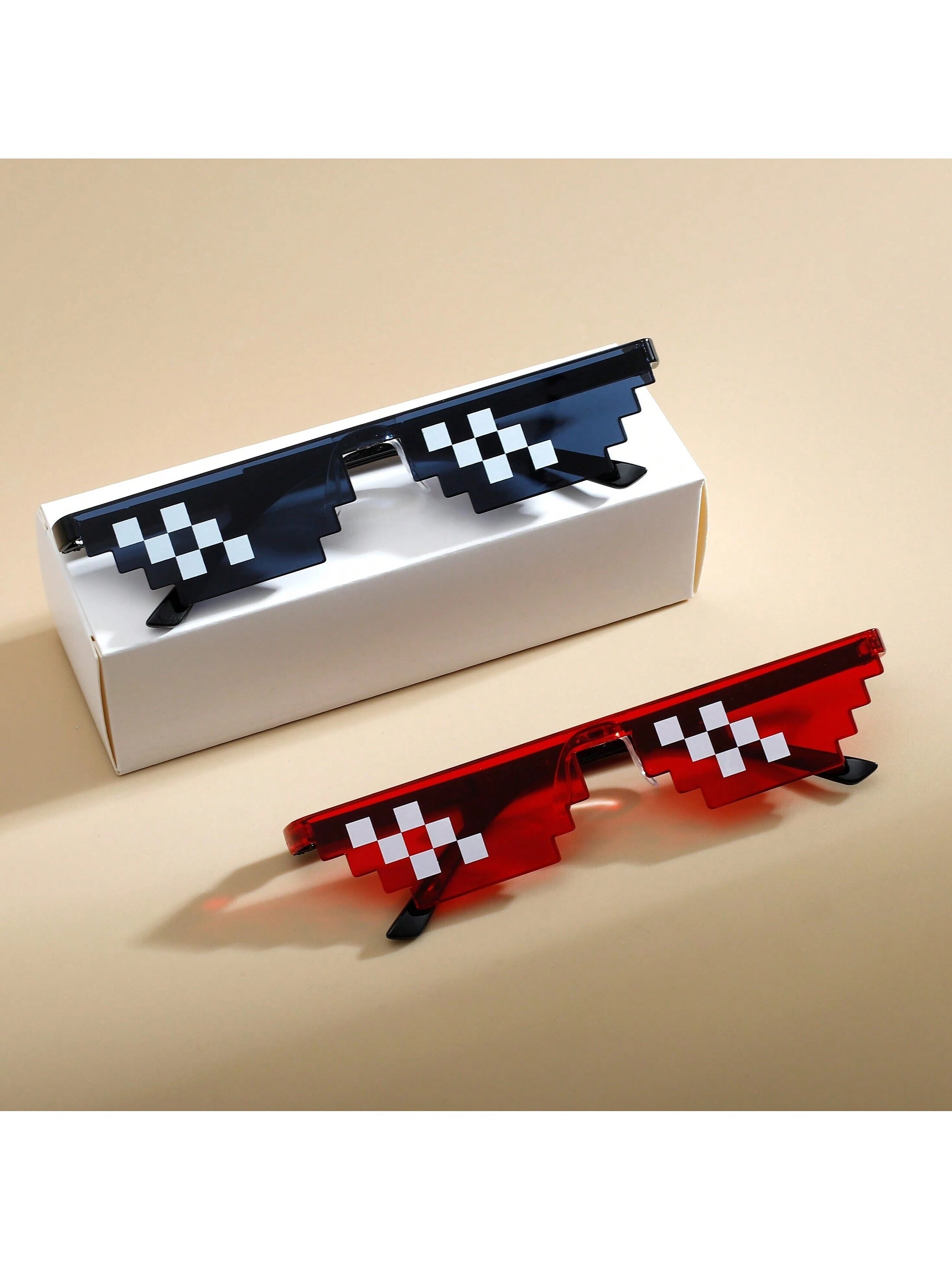 2 Pairs/Set Mosaic Single & Double Row Decorative Fashion Glasses shein