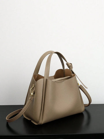 1pc Solid Color Handheld Bucket Bag shein