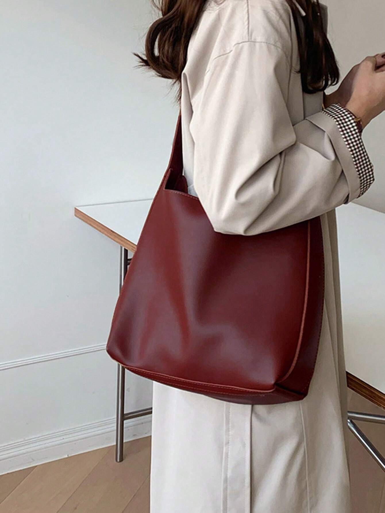 Slouchy Style Cylinder Bag Vintage Shoulder Crossbody Bag shein