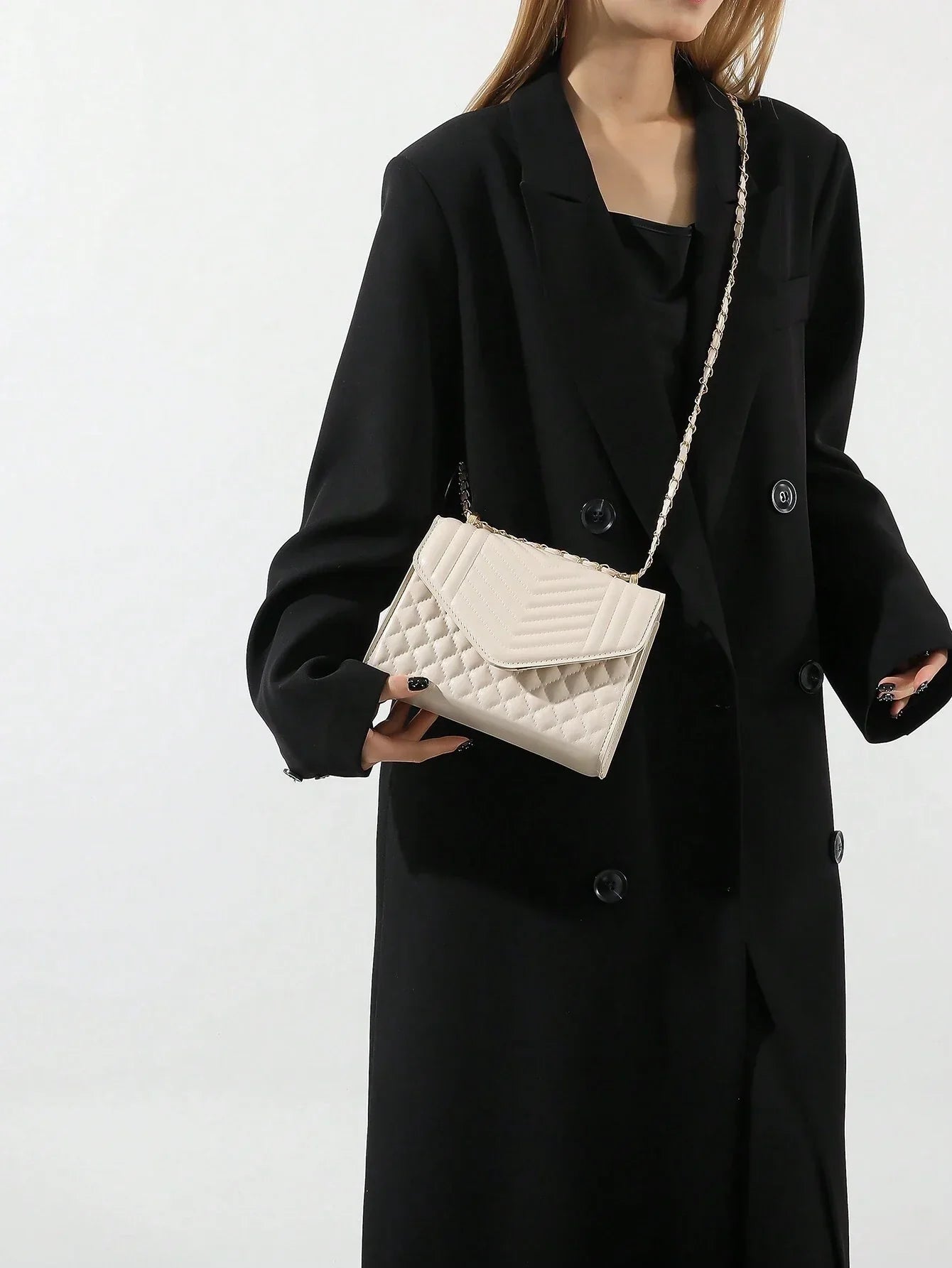 Mini Flap Square Bag Quilted Pattern Minimalist Green shein