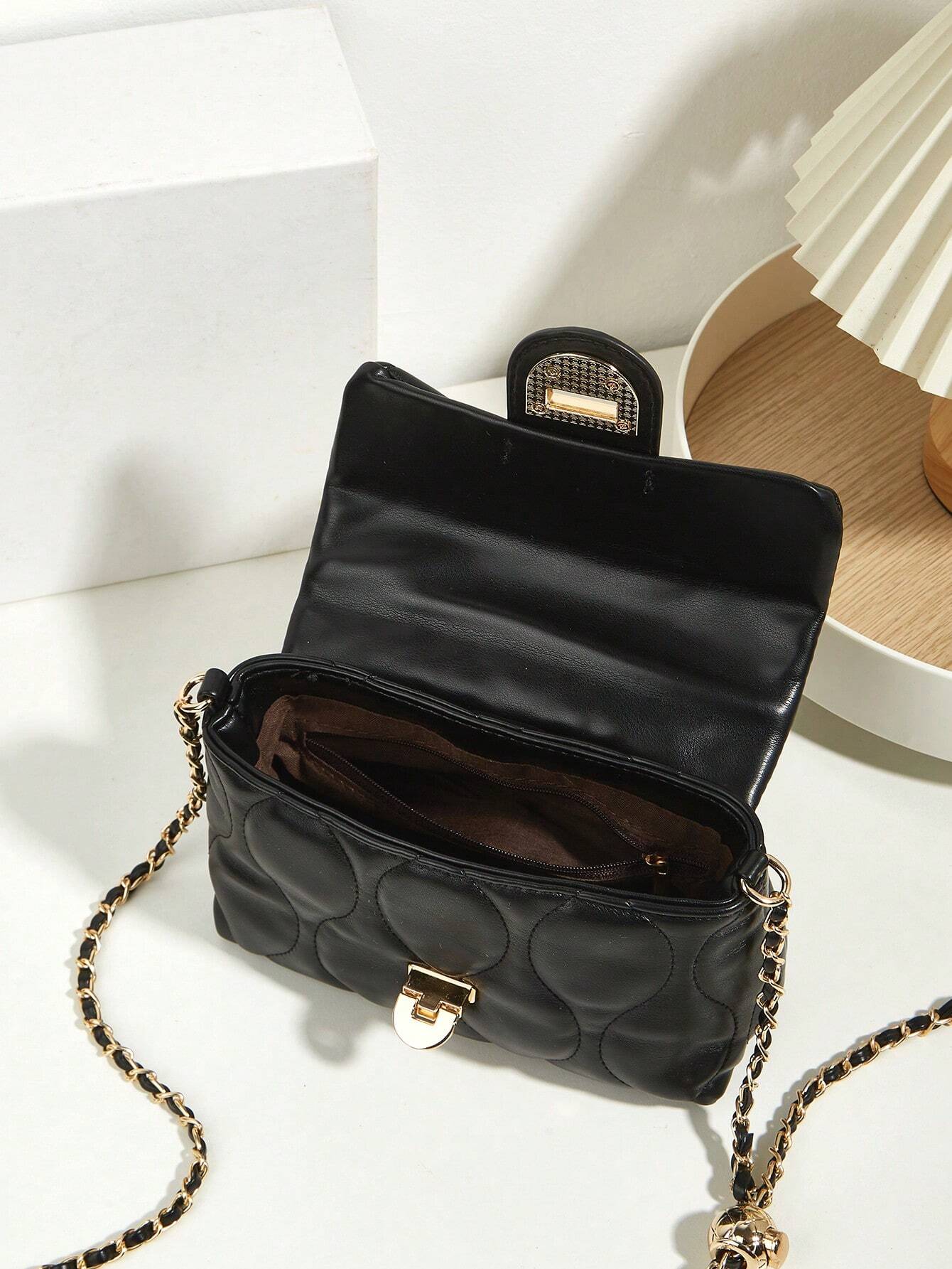 One New Vintage Retro Style Small Bag With Rhombic Chain And Lucky Beads, Versatile And Elegant Design shein
