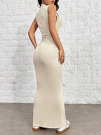 EZwear Women's Knit Stand Collar Slim Fit Mermaid Dress shein